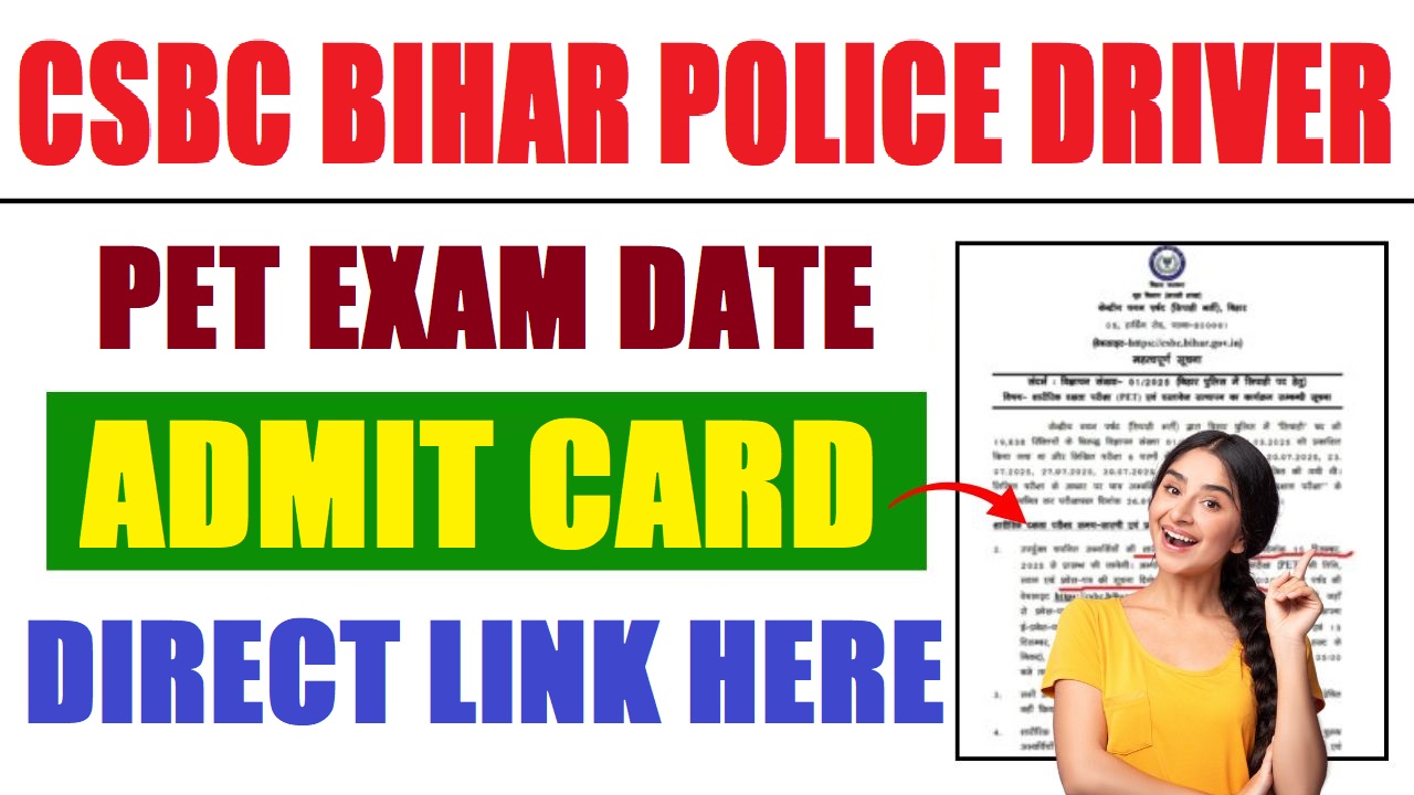 CSBC Bihar Police Driver PET Admit Card 2026