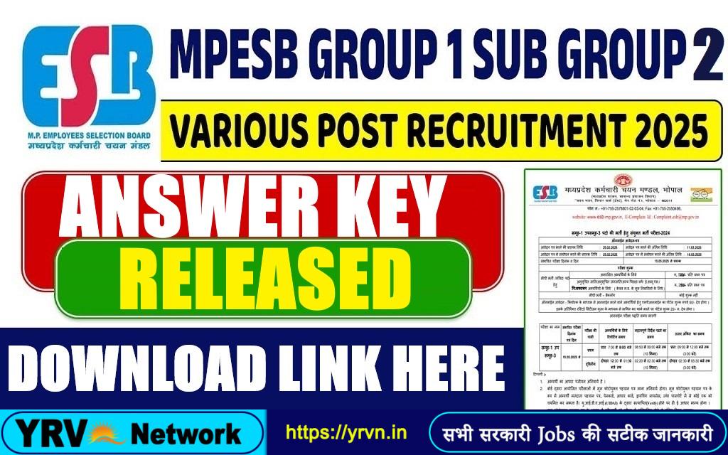 MPESB Group 1 Sub Group 2 Answer Key 2026