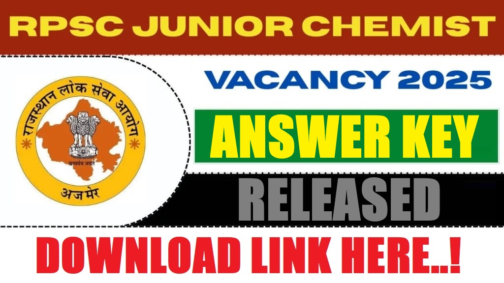 RPSC Junior Chemist Answer Key 2026 – Out