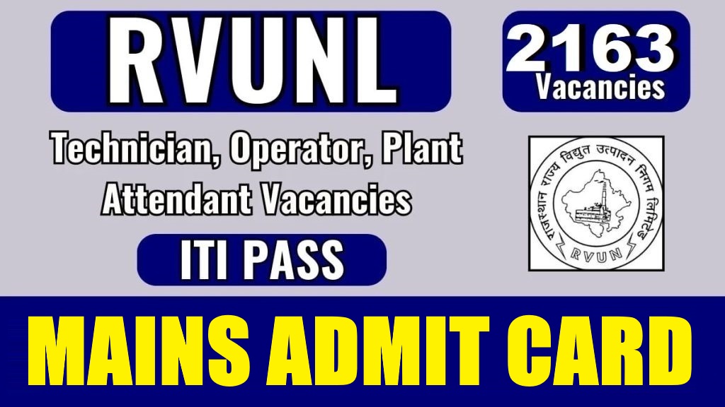 RRVUNL Technician Various Post Mains Admit Card 2026 – Out