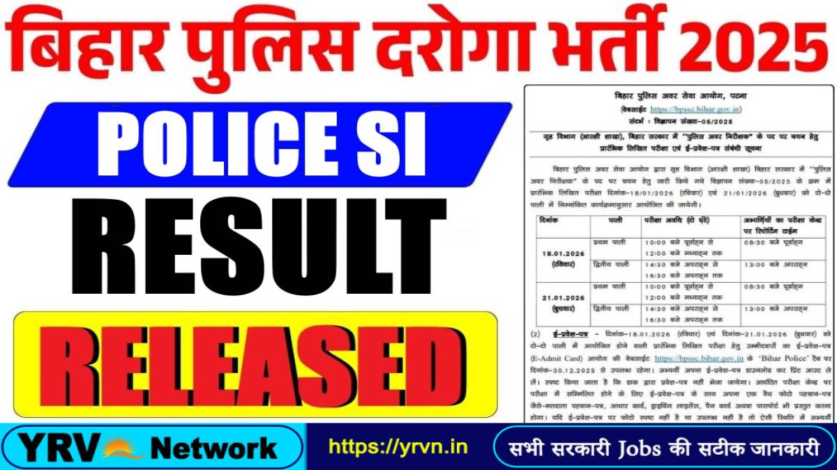 Bihar Police BPSSC SI Pre Result 2026
