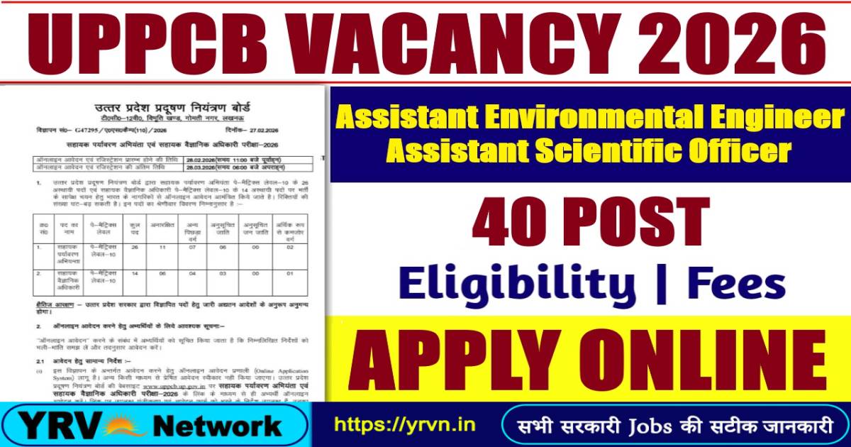 UP Pollution Control Board AEE, ASO Online Form 2026