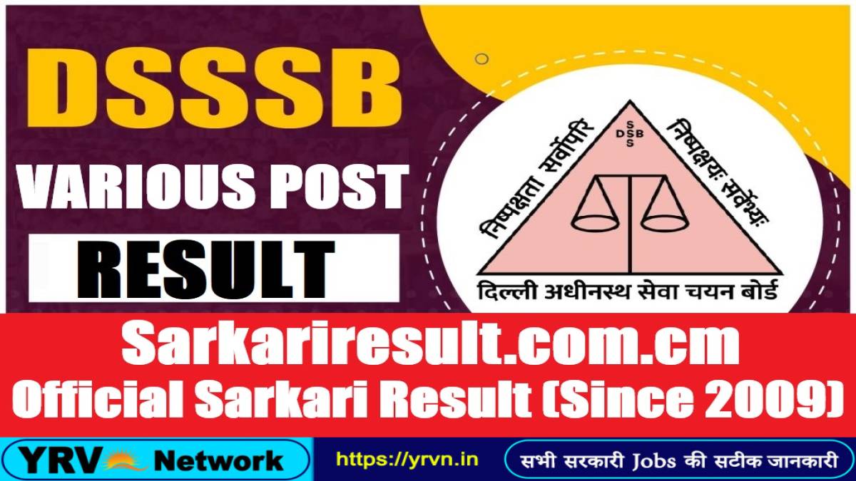 DSSSB Various Post Result 2026