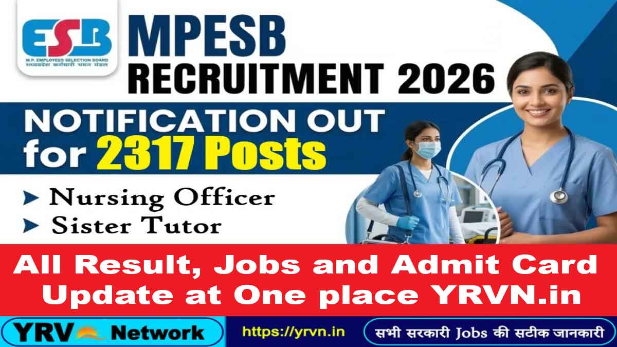 MPESB Nursing Officer / Sister Tutor Online Form 2026