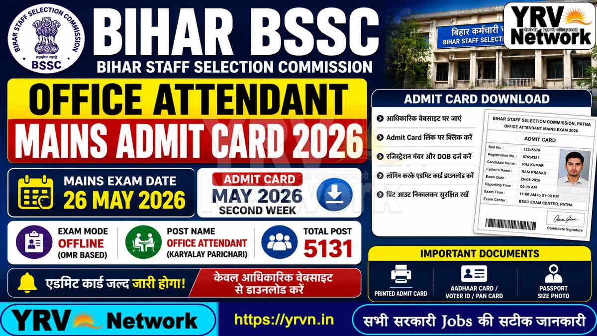 Bihar BSSC Office Attendant Mains Admit Card 2026