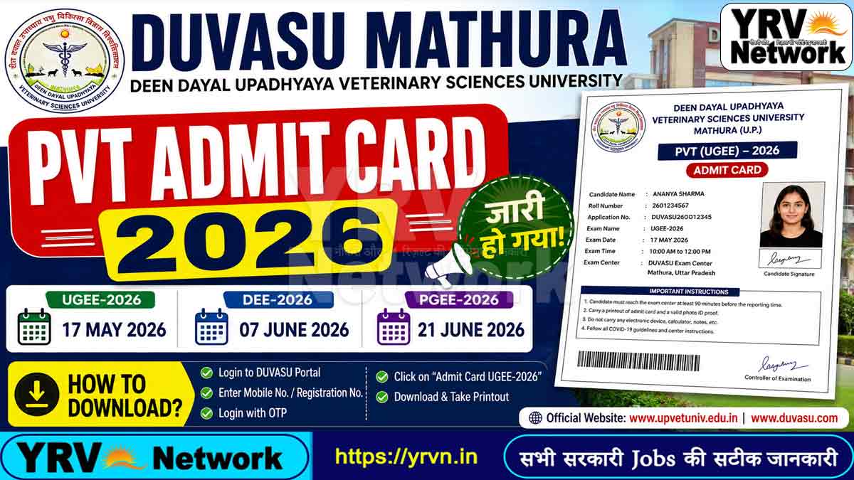 DUVASU Mathura PVT Admit Card 2026
