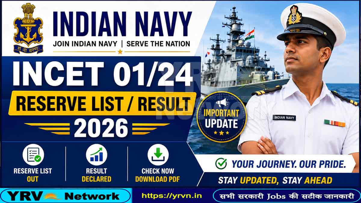 Indian Navy INCET 01/24 Reserve List / Result 2026