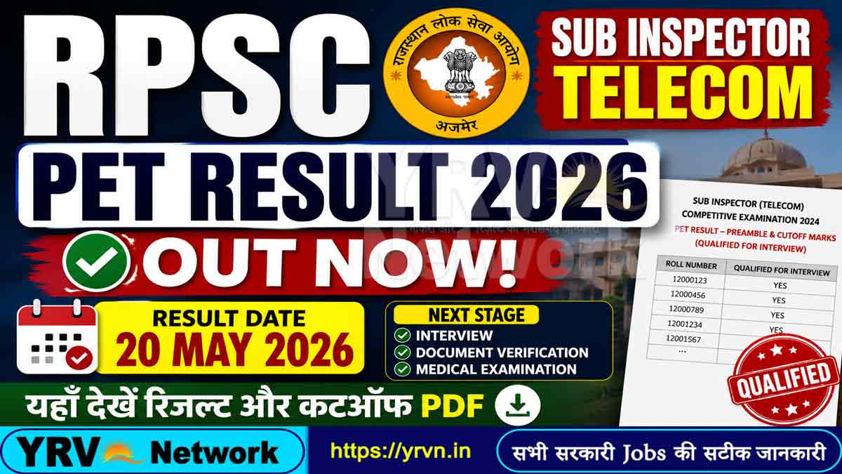 RPSC Sub Inspector Telecom PET Result 2026 – Released