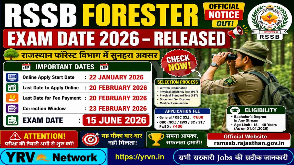 RSSB Forester Exam Date 2026 Released Sarkari Result – Big Official Update by YRV Network