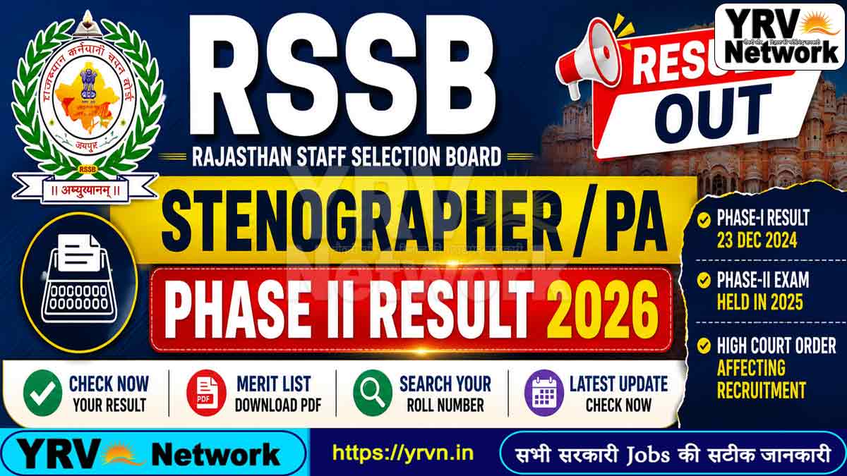 RSSB Stenographer / PA Phase II Result 2026
