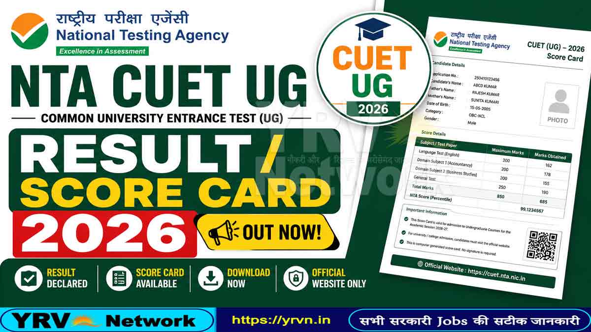 NTA CUET UG Result / Score Card 2026