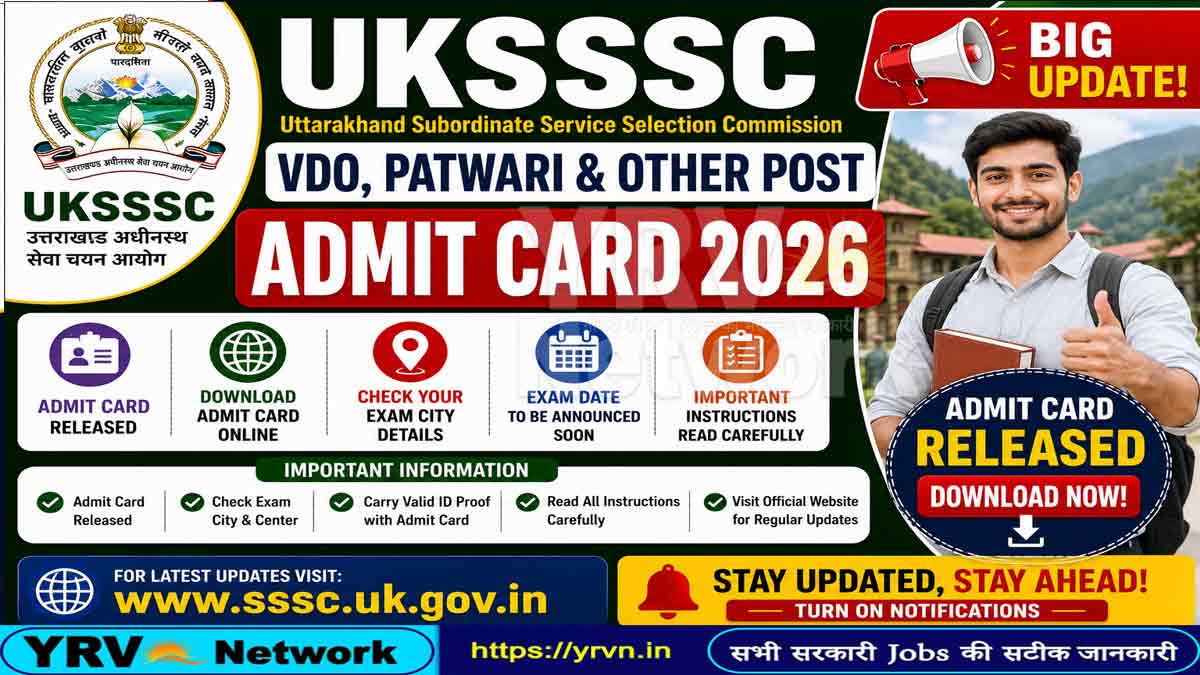 UKSSSC VDO, Patwari & Other Post Admit Card 2026