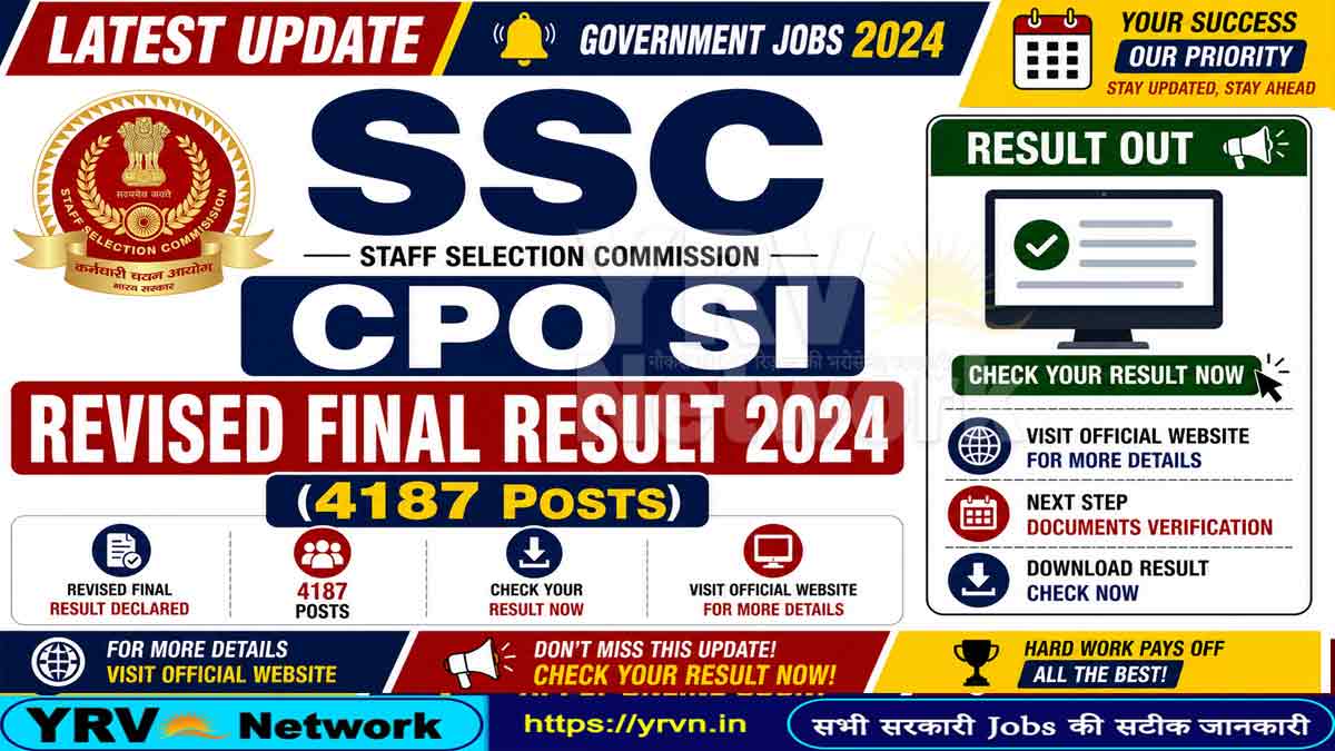 SSC CPO SI Revised Final Result 2025 Out